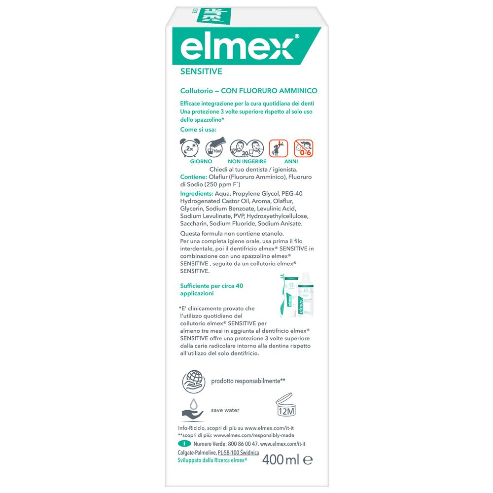 Eelmex Sensitive Mundspülung mit Aminfluorid, 400 ml.