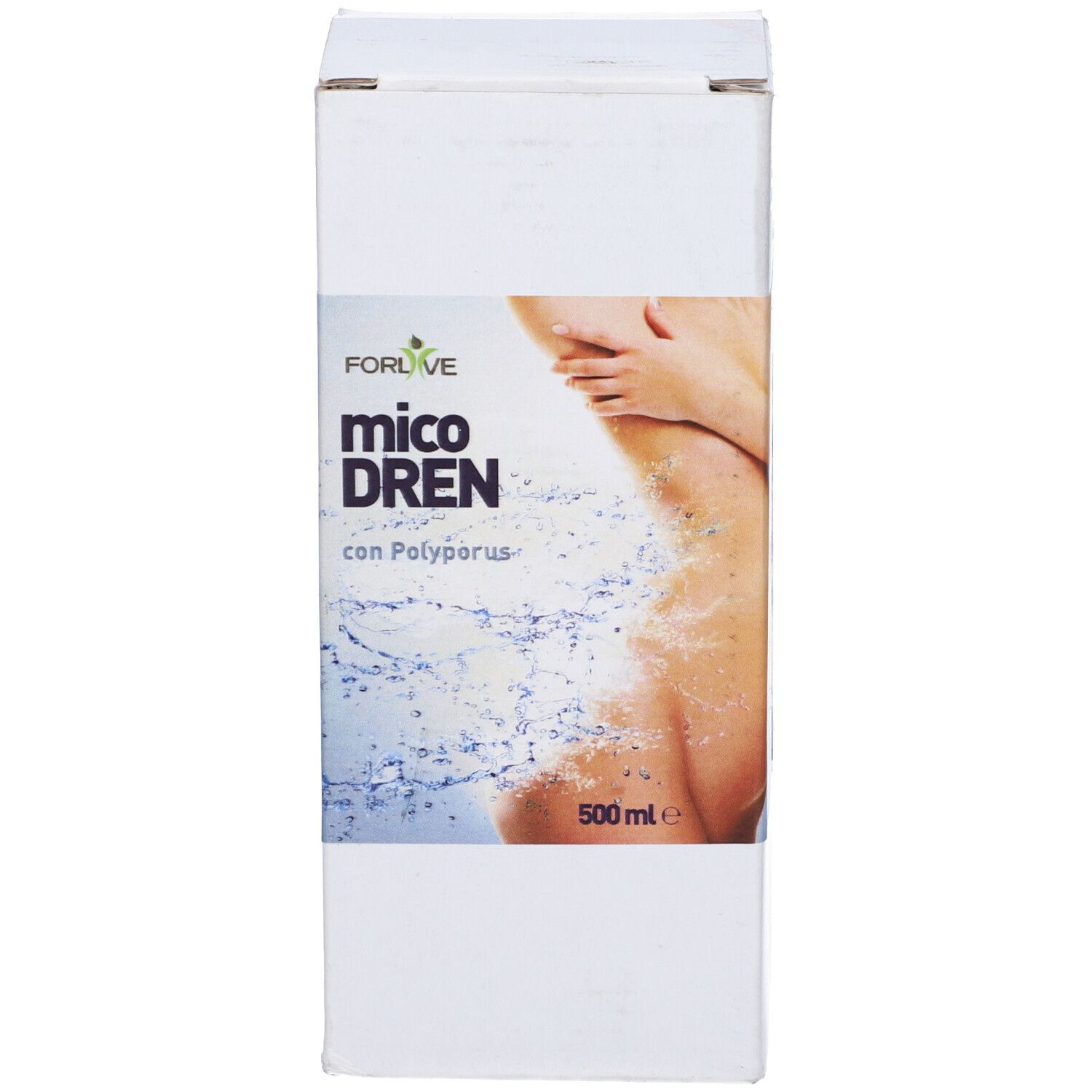 Scatola con scritta Micodren. Sulla scatola è raffigurata una bottiglia di liquido marrone.