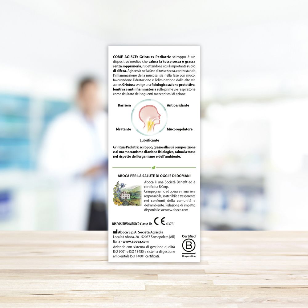 Rückseite der Produktverpackung. Text mit Produktinformationen und Inhaltsstoffen. Zertifizierungen und Logos.