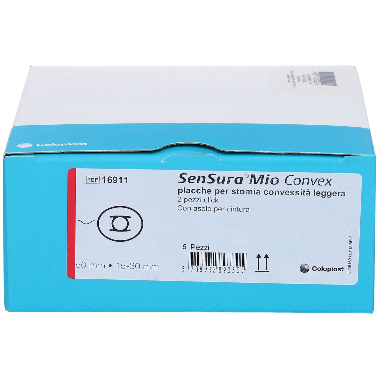 Confezione Sensura Mio Convex. Scatola blu e bianca. Nome del prodotto e dettagli sul fronte. 5 pezzi.