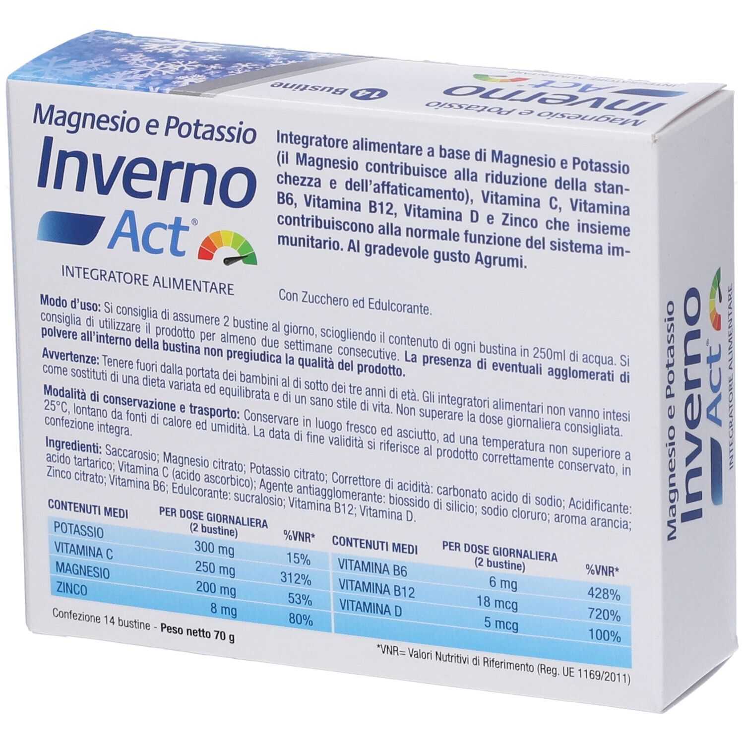 Verpackung mit Magnesium und Kalium Inverno Act, 14 Beutel.