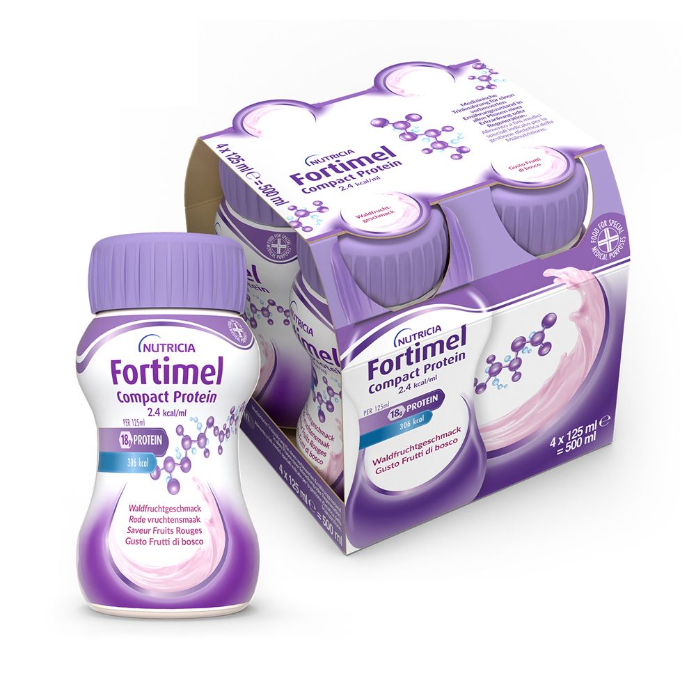 Nutricia Fortimel Compact Protein,Frutti Di Bosco,Ipercalorico,4x125ml