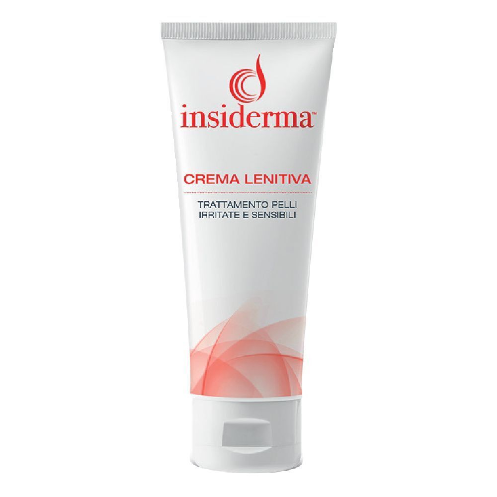 Tubo bianco con testo rosso. Contiene 'insiderma' e 'Crema lenitiva'.