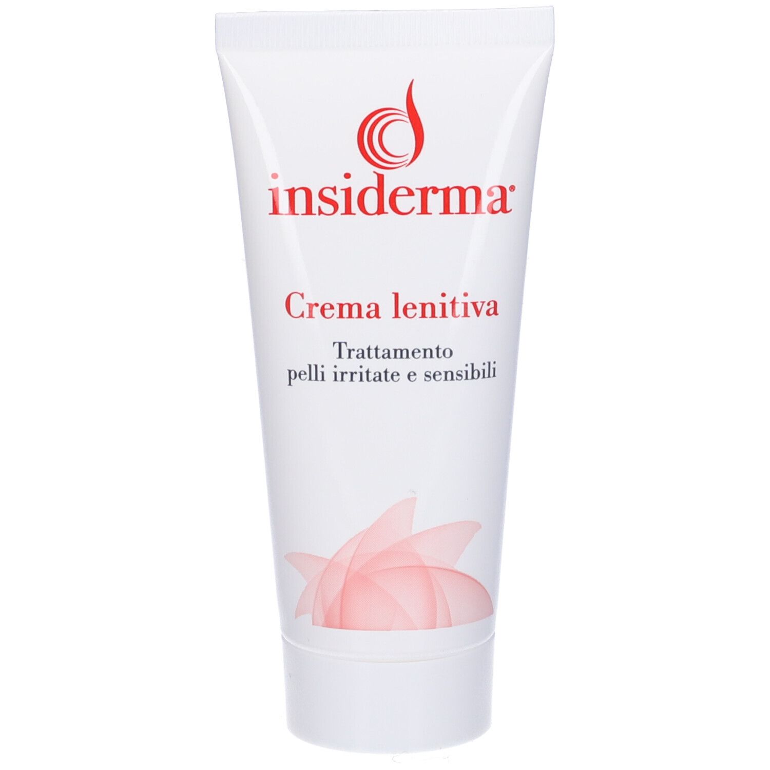 Tubo bianco con testo rosso. Contiene 'insiderma' e 'Crema lenitiva'.