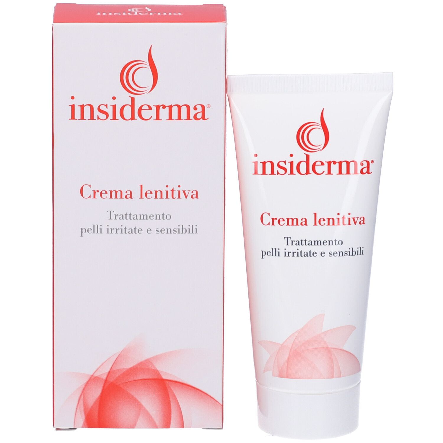Confezione del prodotto con tubo. Contiene 'insiderma' e 'Crema lenitiva'.