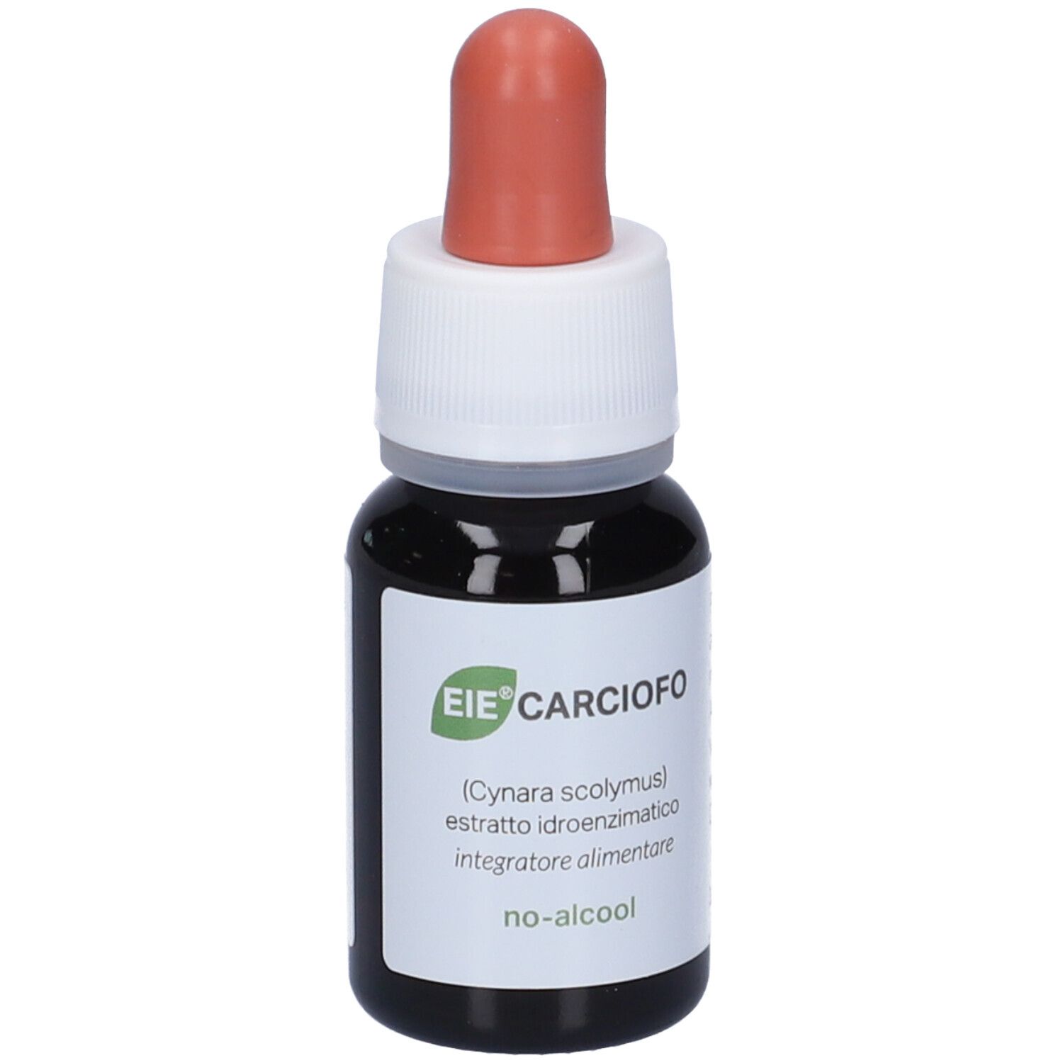 Flacone contagocce marrone con pipetta rossa. Scritta: EIE Carciofo, estratto di carciofo, 30 ml.