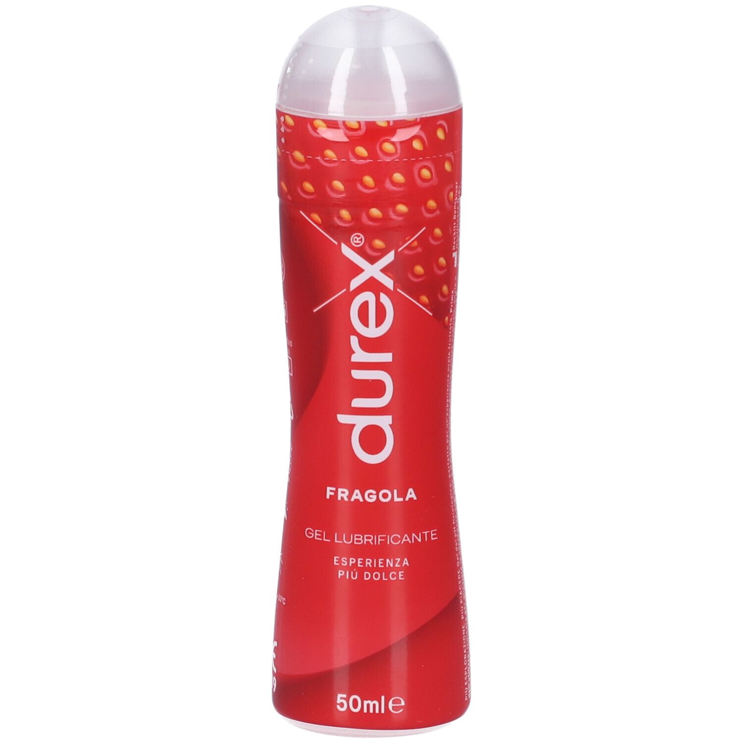 Rote Flasche Durex Gleitmittel Erdbeergeschmack, 50ml.