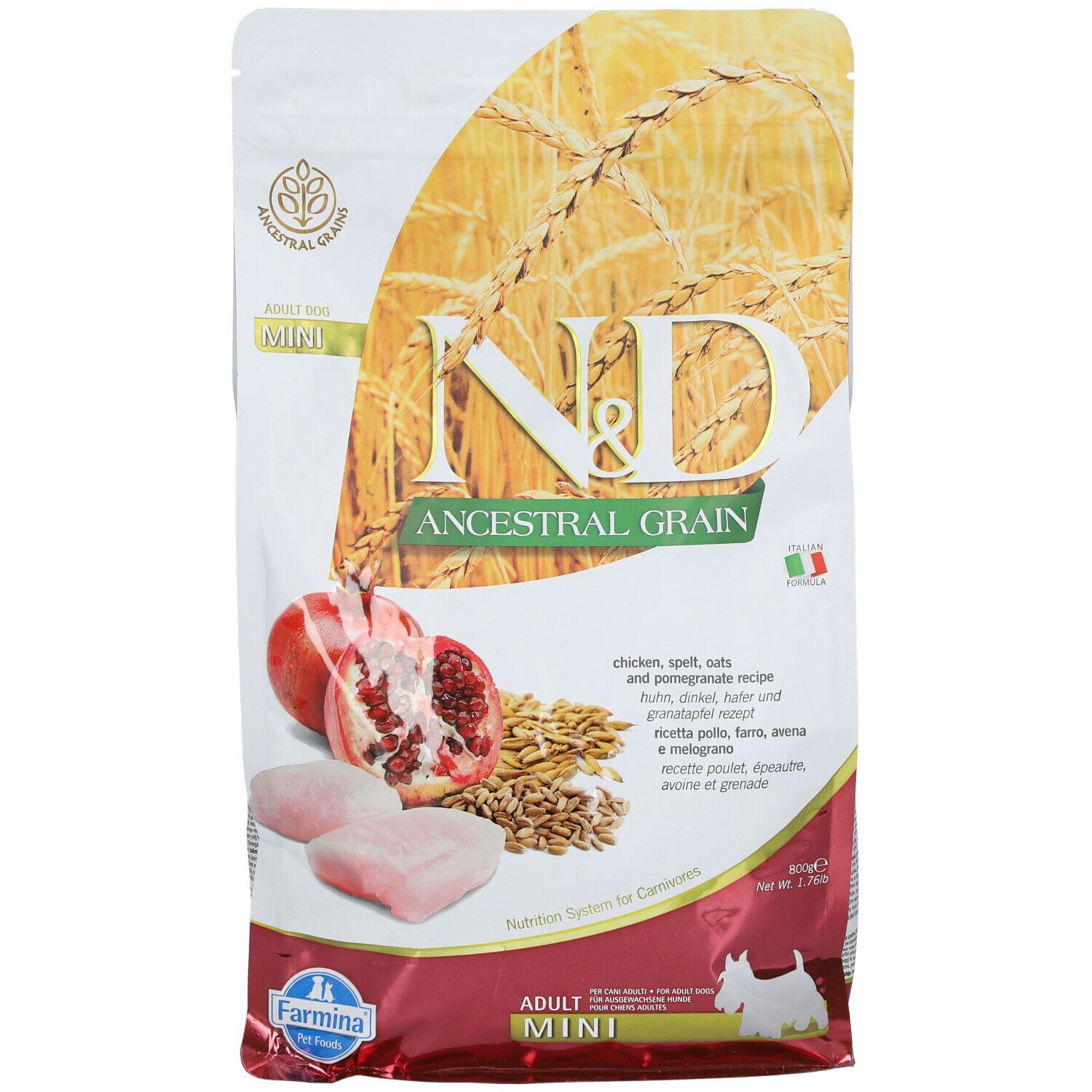 Trockenfutter Farmina N&D Low Ancestral Grain - Huhn, Dinkel, Hafer & Granatapfel - Hund Adult Mini