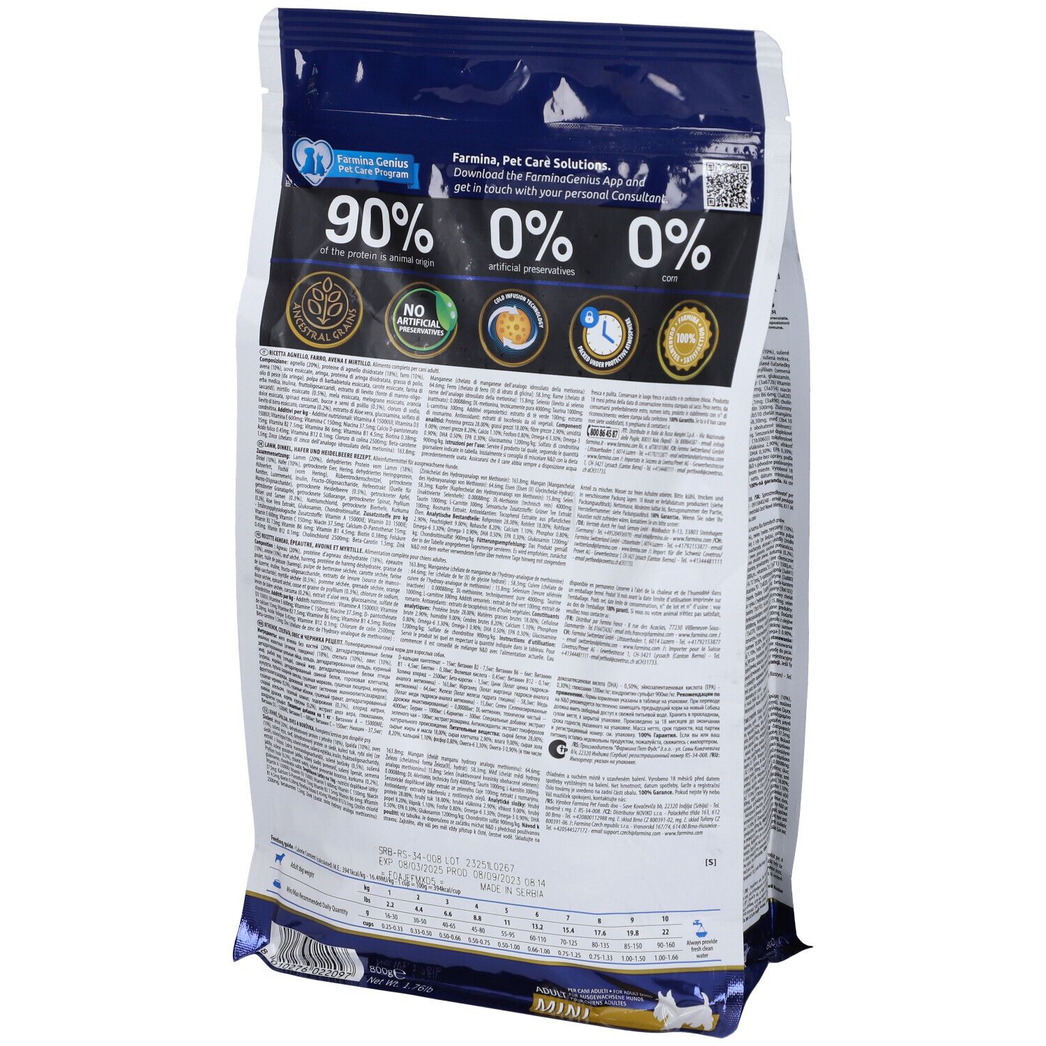 Trockenfutter Farmina N&D Low Ancestral Grain - Lamm, Dinkel, Hafer & Heidelbeere - Hund Adult Mini