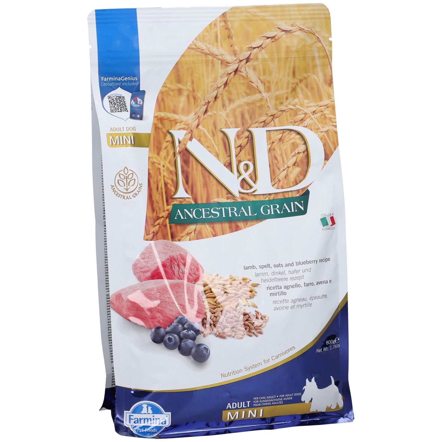 Trockenfutter Farmina N&D Low Ancestral Grain - Lamm, Dinkel, Hafer & Heidelbeere - Hund Adult Mini