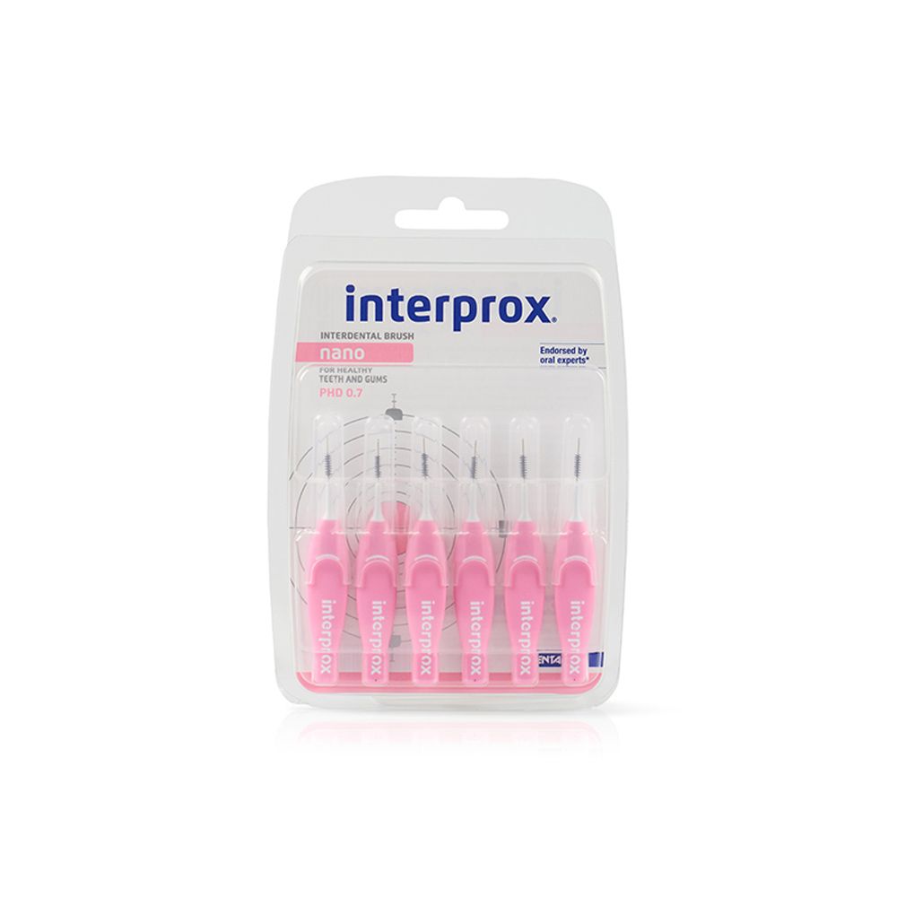 Interprox Nano 6 Scovolini Rosa, Anti-Placca e Anti-Carie per spazi interdentali più piccoli (PHD 07)