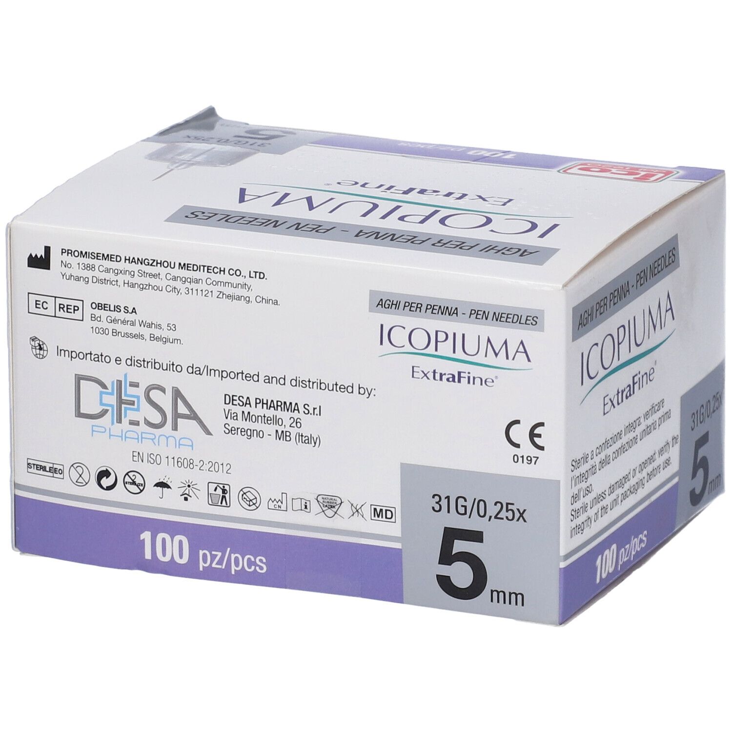 Packung ICOPIUMA ExtraFine Pen Nadeln, 100 Stück, 5mm.