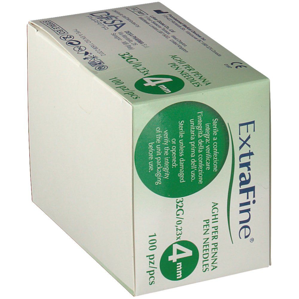 ExtraFine Pen Nadeln 32G, 4mm, 100 Stück.