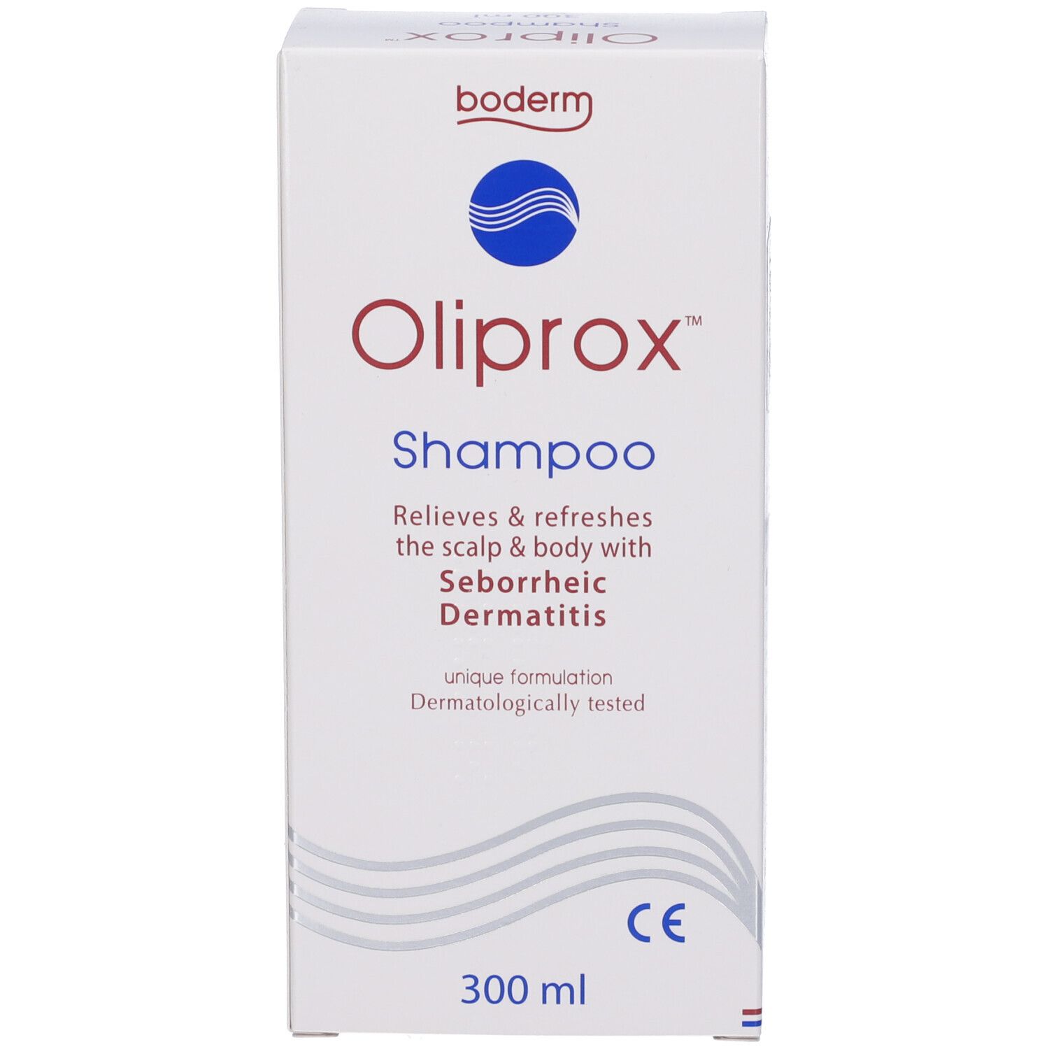 Boderm Oliprox Shampoo Verpackung für seborrhoische Dermatitis.