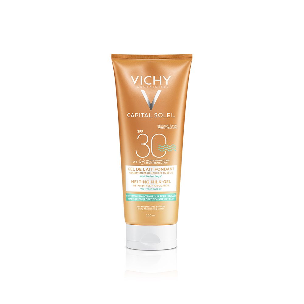 Vichy Capital Soleil Gel-latte ultra fondente per pelle bagnata o asciutta SPF 30 200 ml