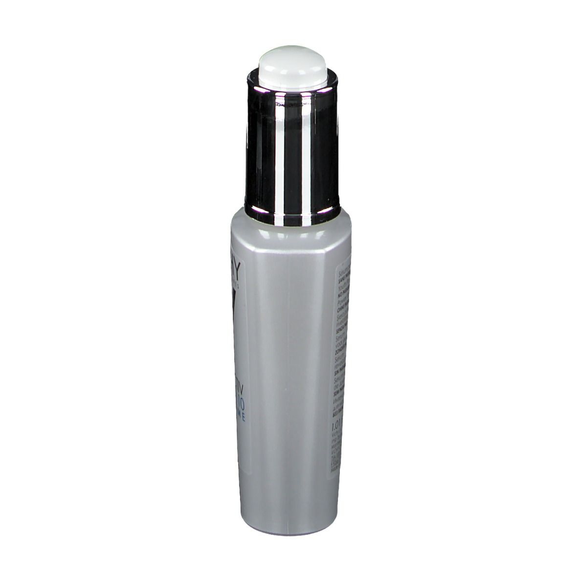 Graue Flasche mit silbernem Verschluss. Aufschrift: VICHY, LIFTACTIV SERUM 10 SUPREME.