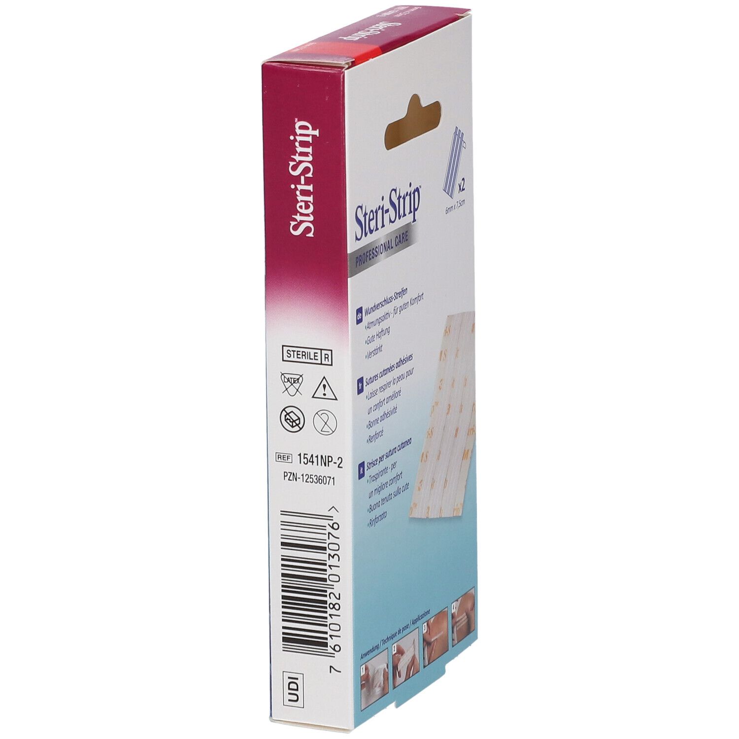 Packung mit 2 Steri-Strip Wundverschluss-Streifen, 6mm x 7.5cm.