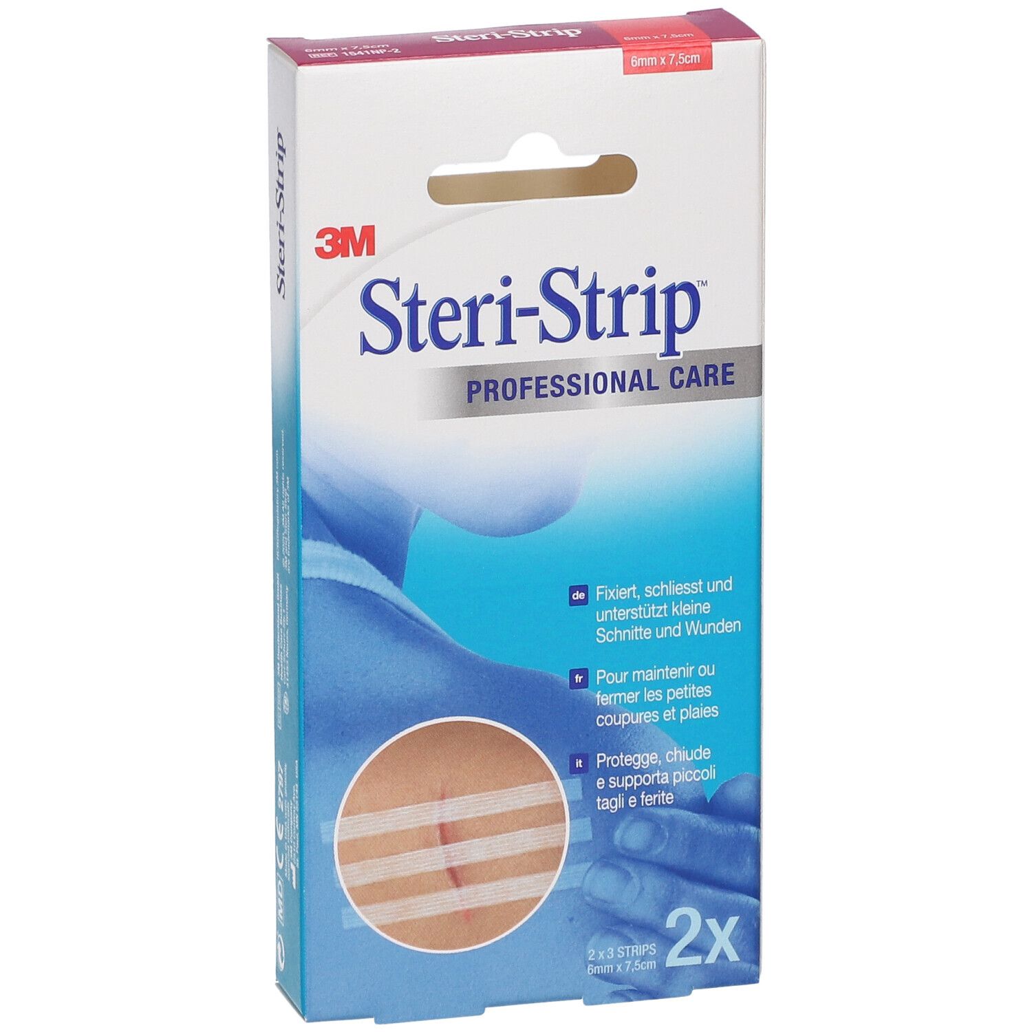 3M Steri-Strip Professional Care Wundnahtstreifen, 1x 6 Stück, 12mm x 10cm.