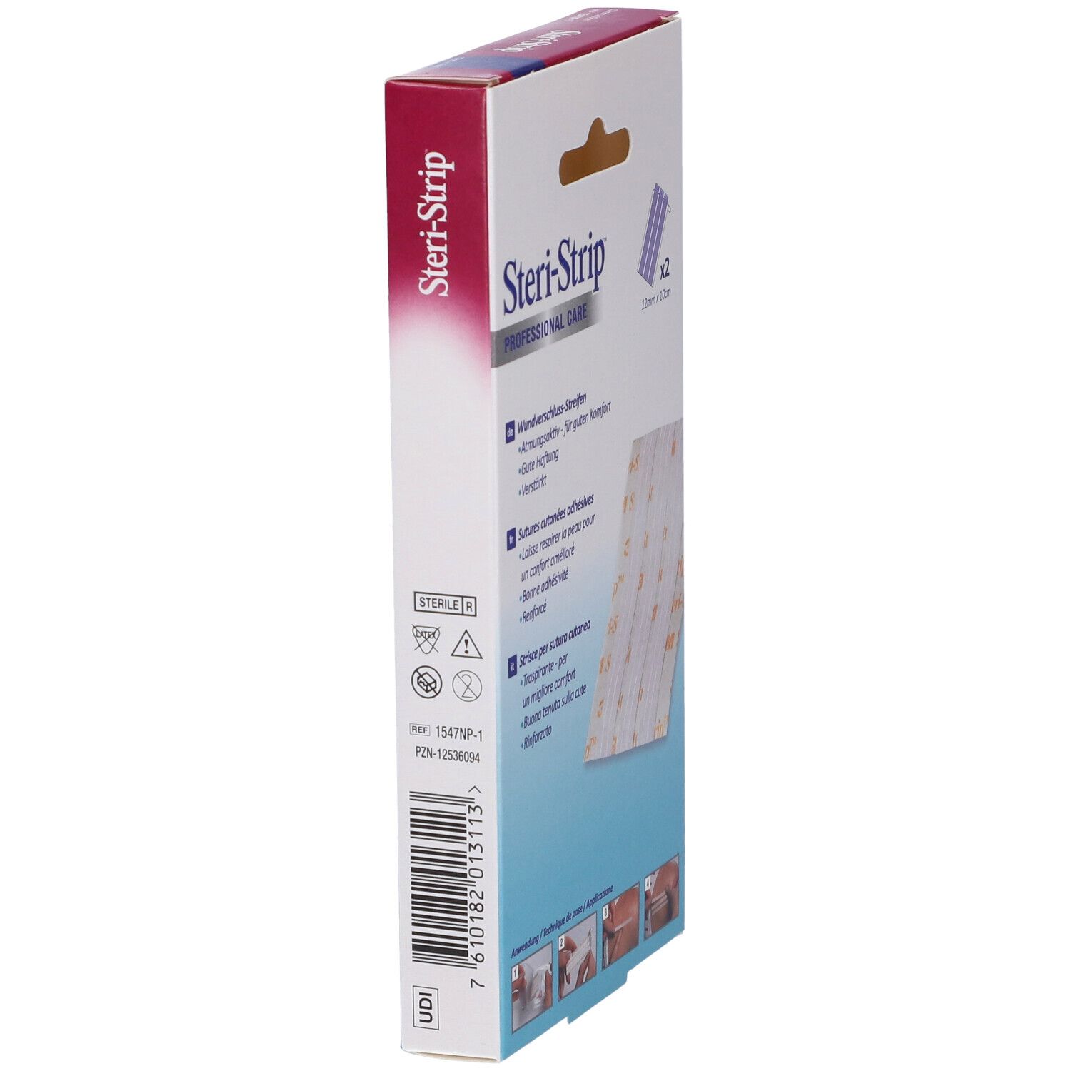 Packung 3M Steri-Strip Professional Care Wundnahtstreifen, 1x6 Stück.
