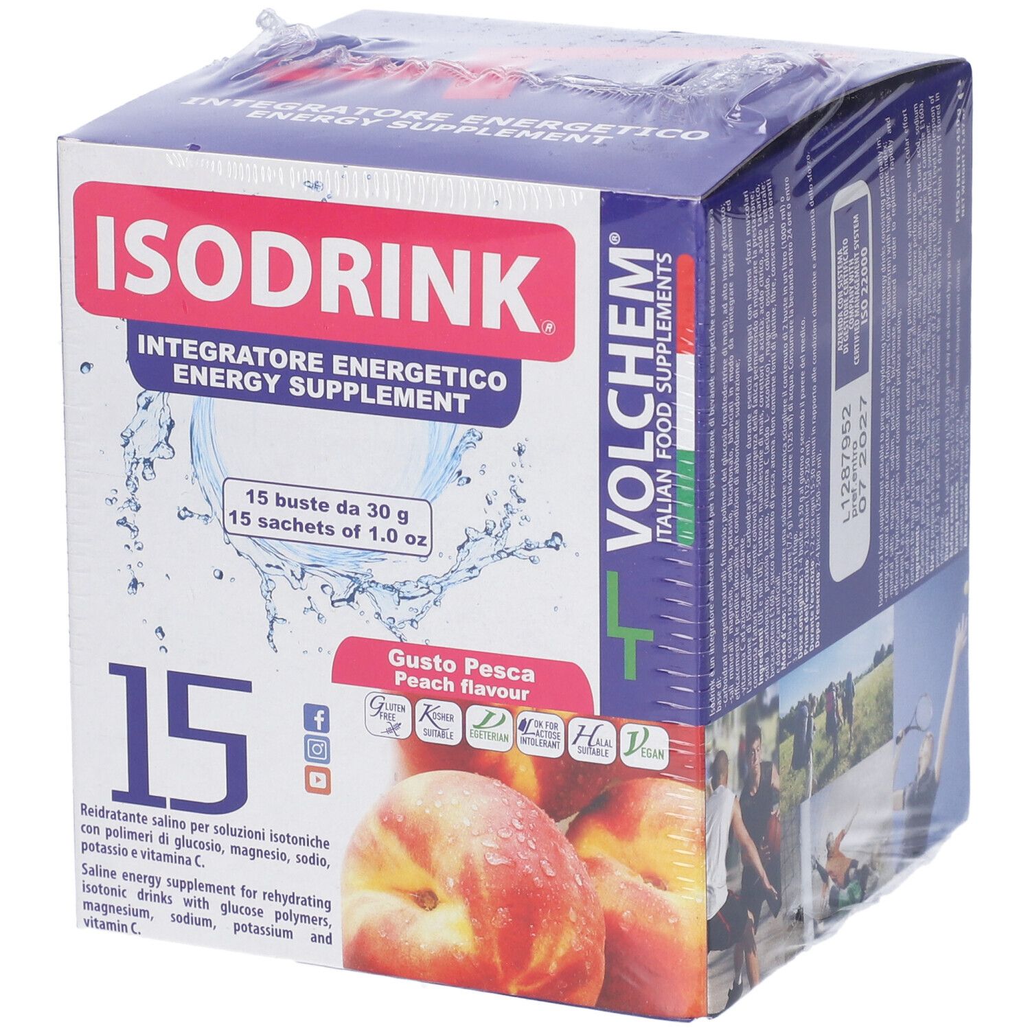 VOLCHEM Isodrink 15 Sali Minerali E Maltodestrine In Polvere Solubile - Gusto Pesca