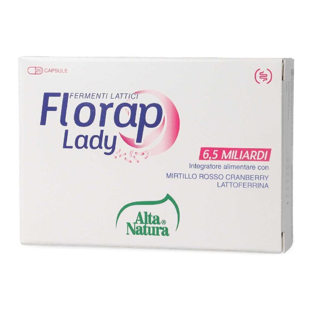 Scatola bianca Florap Lady. Contiene 6,5 miliardi. Marchio Alta Natura.