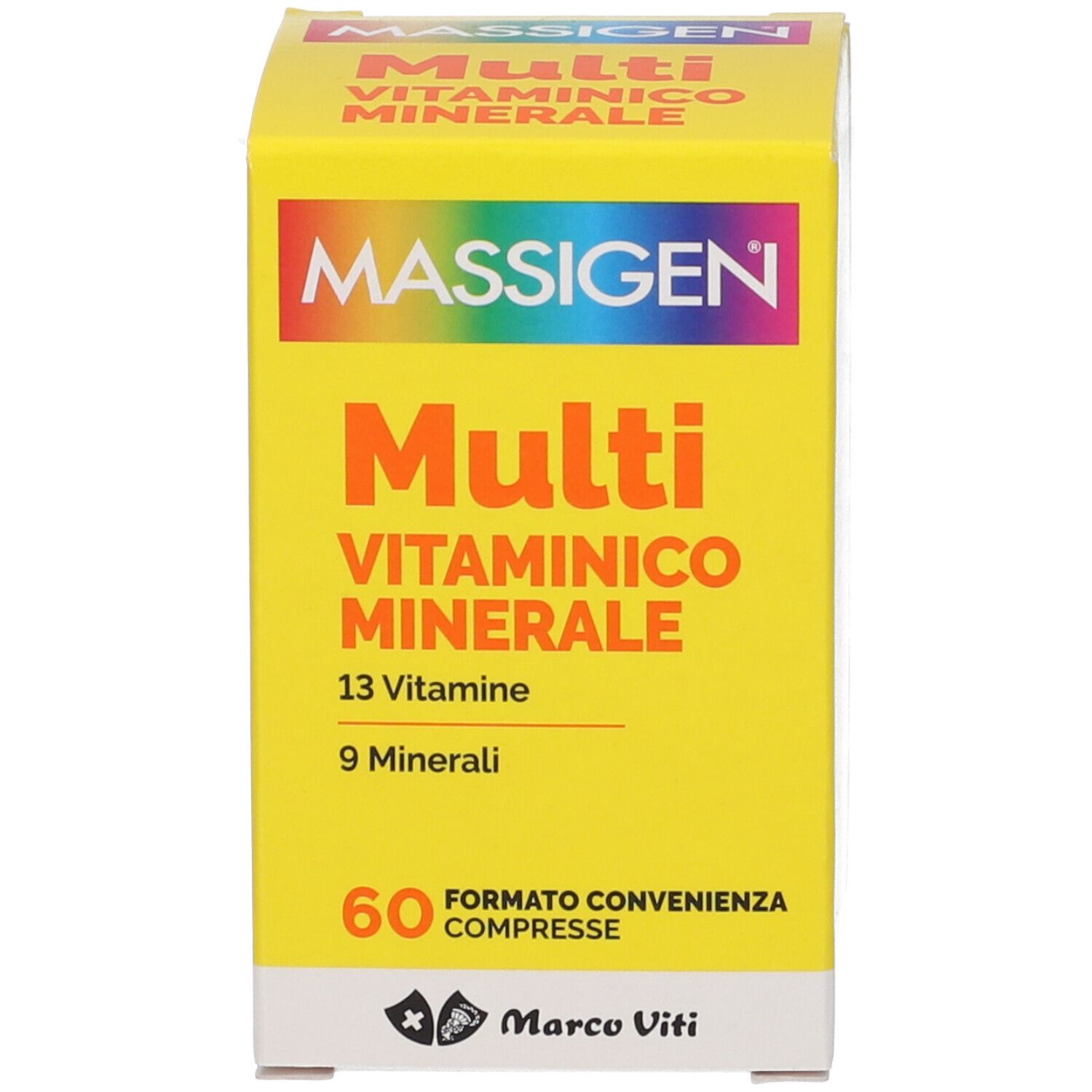 Massigen Multi Vitaminico Minerale: 60 Tabletten mit 13 Vitaminen und 9 Mineralien.
