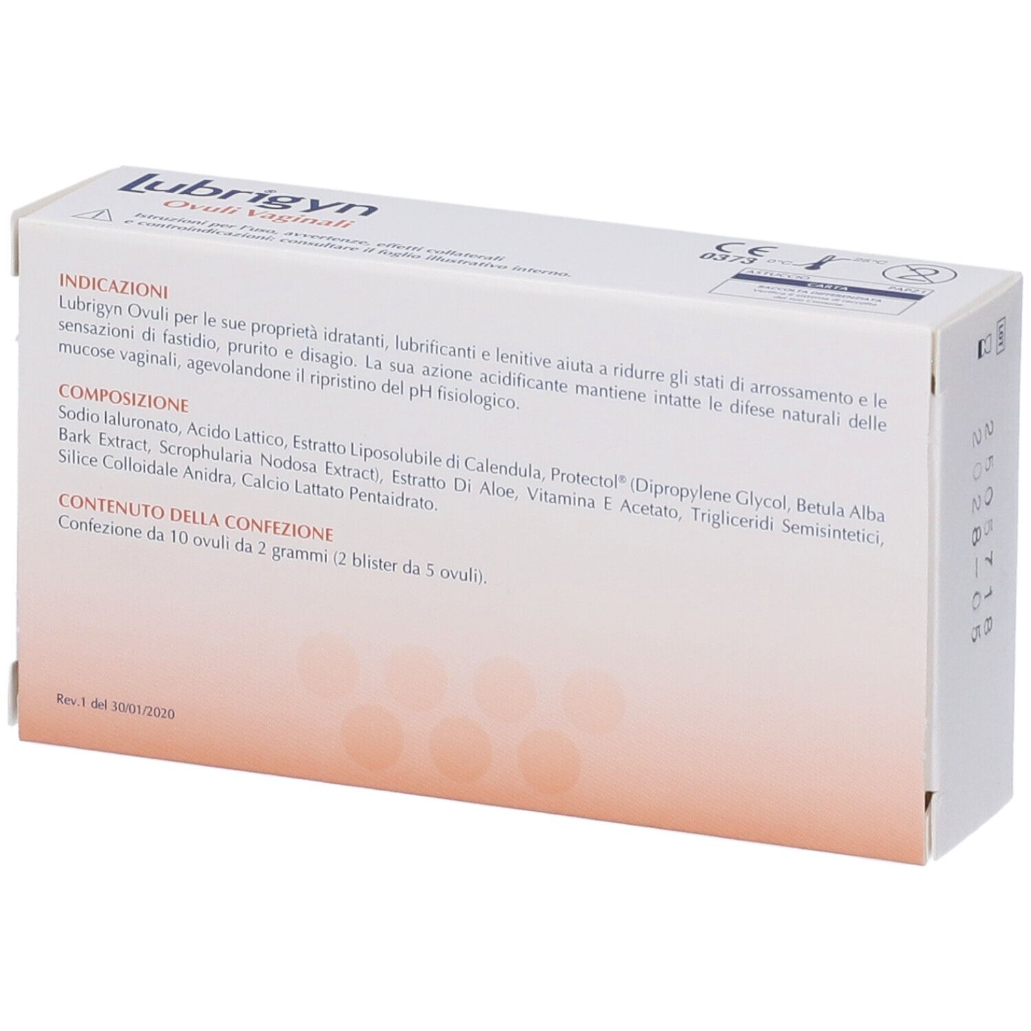 Lubrigyn Vaginalovuli Verpackung, 10 Ovuli.