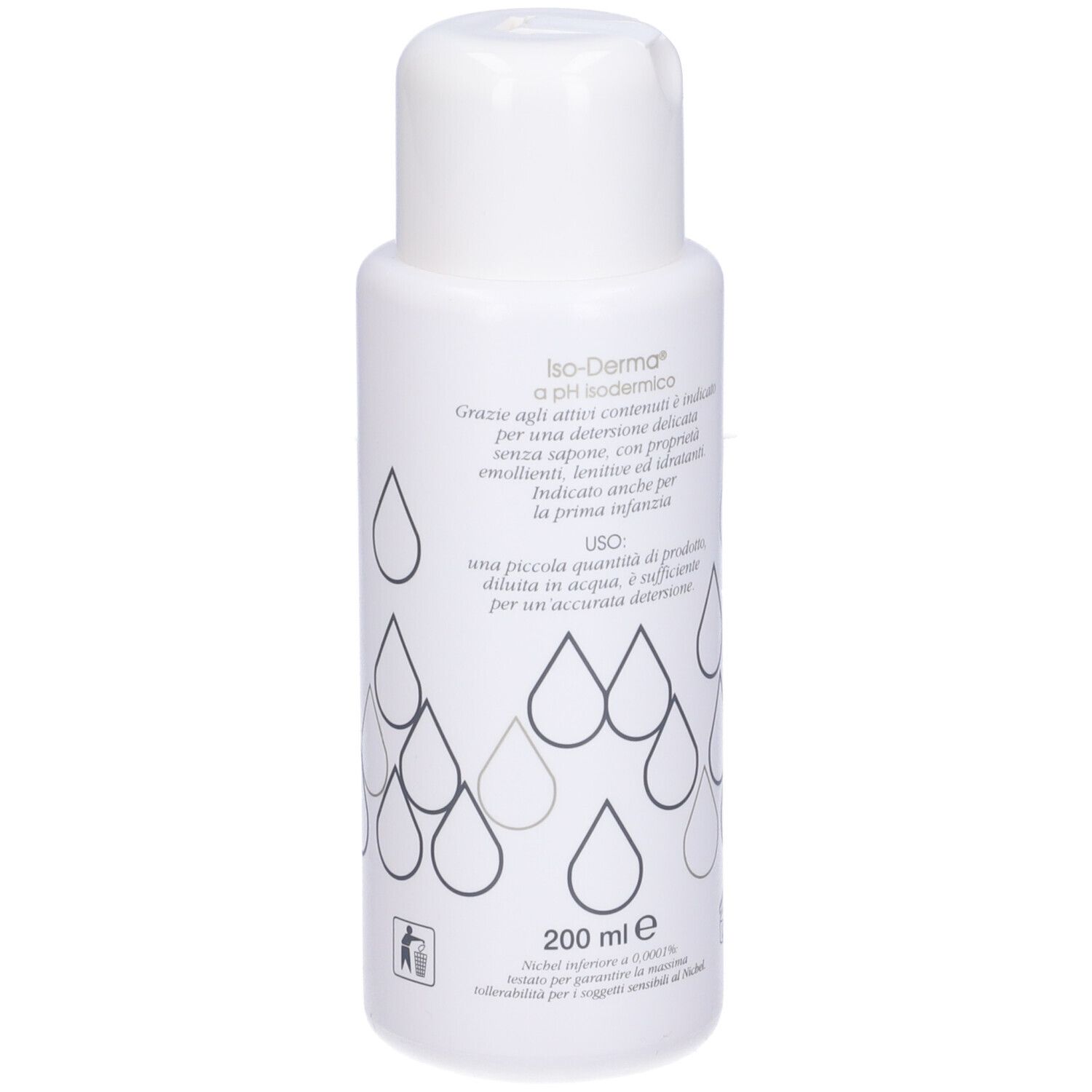 Flacone bianco di Iso-Derma Detergente Liquido. Con Aloe, Nickel-safe, senza parabeni e SLES.