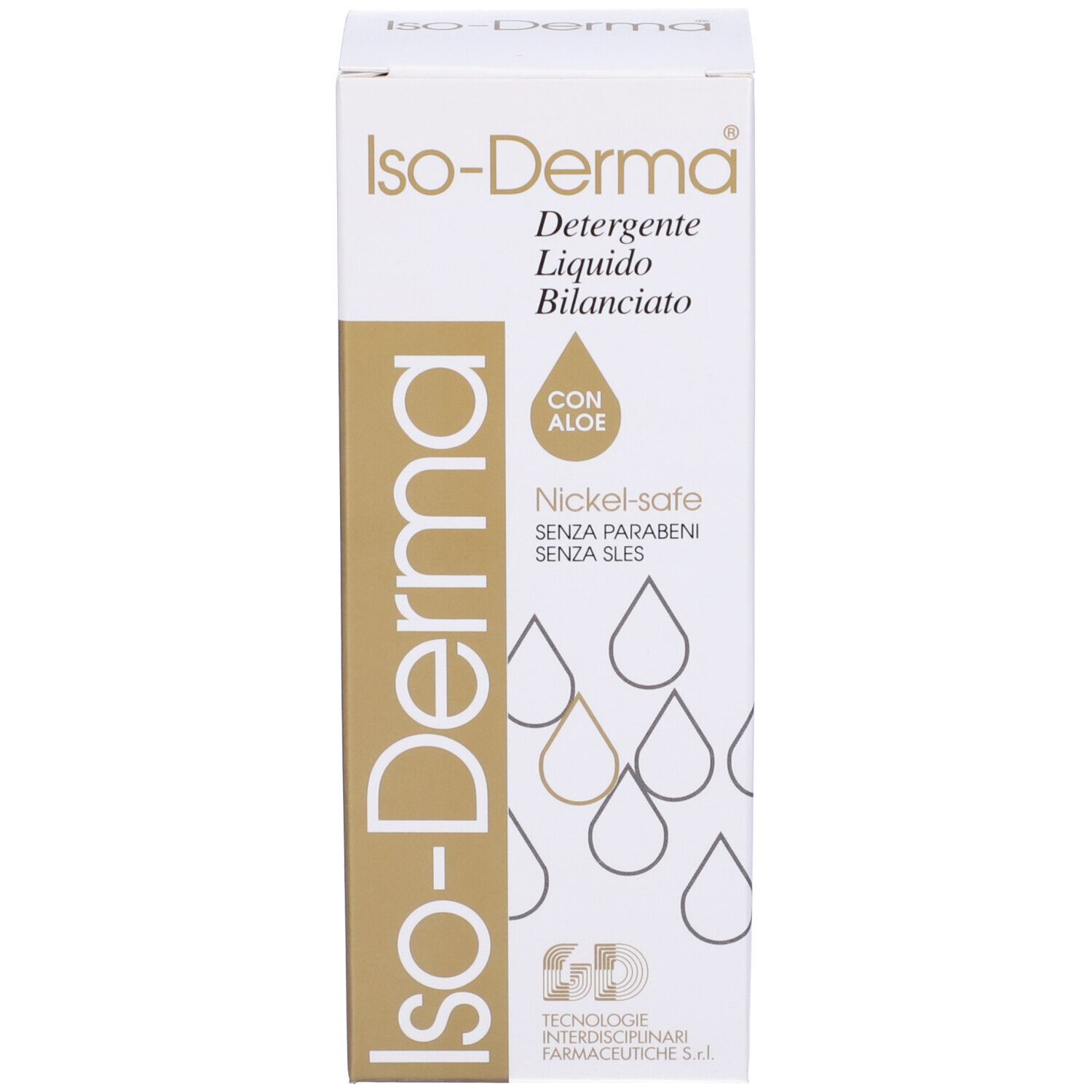 Scatola di Iso-Derma Detergente Liquido. Con Aloe, Nickel-safe, senza parabeni e SLES.