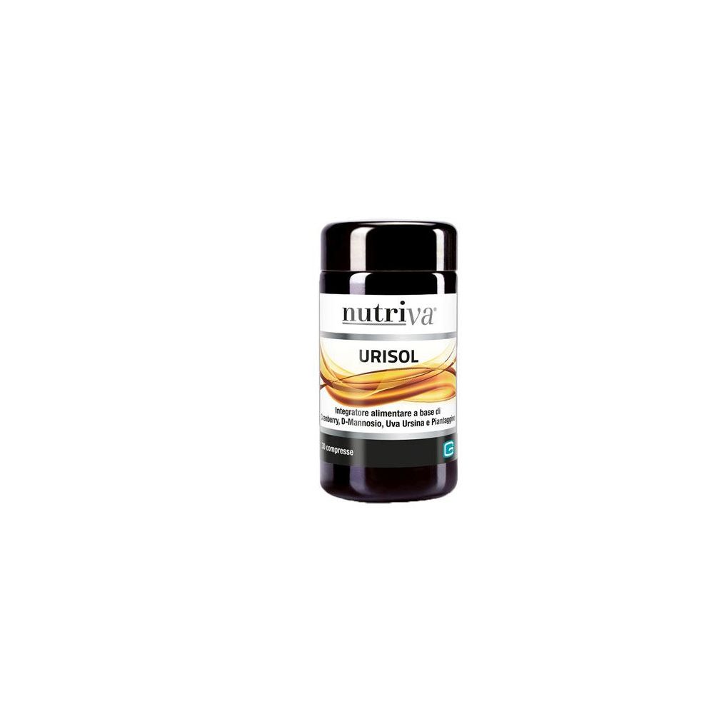 Flacone nero. Scritta: Nutriva, URISOL. Contiene 30 compresse.