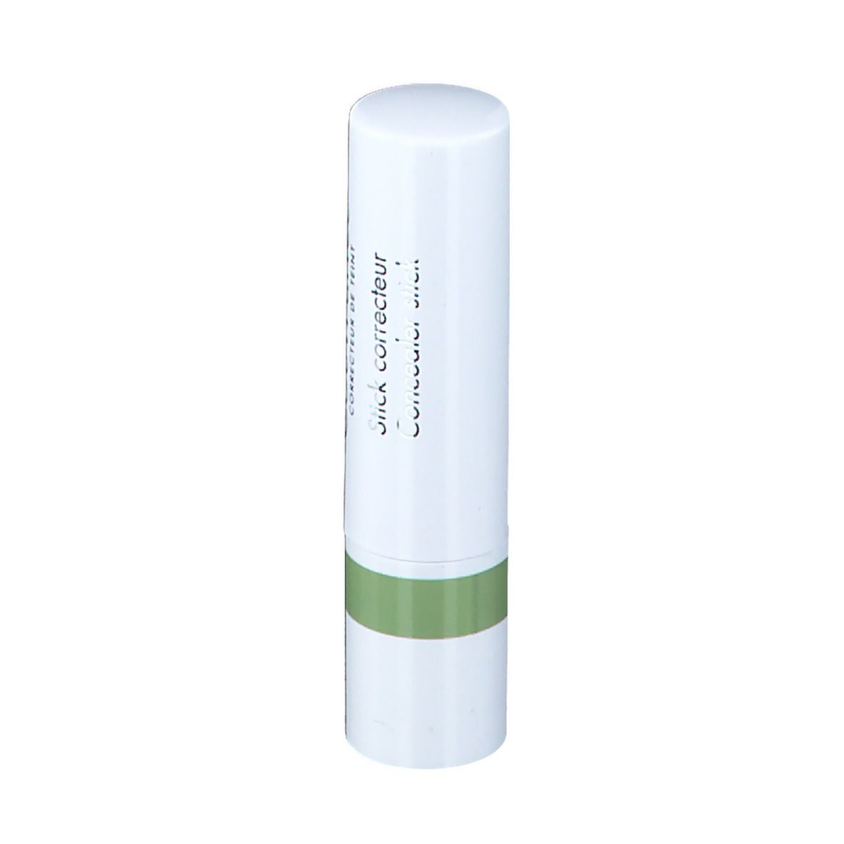 Weißer Korrekturstift mit grünem Streifen. Aufschrift: Couvrance, Stick correcteur.