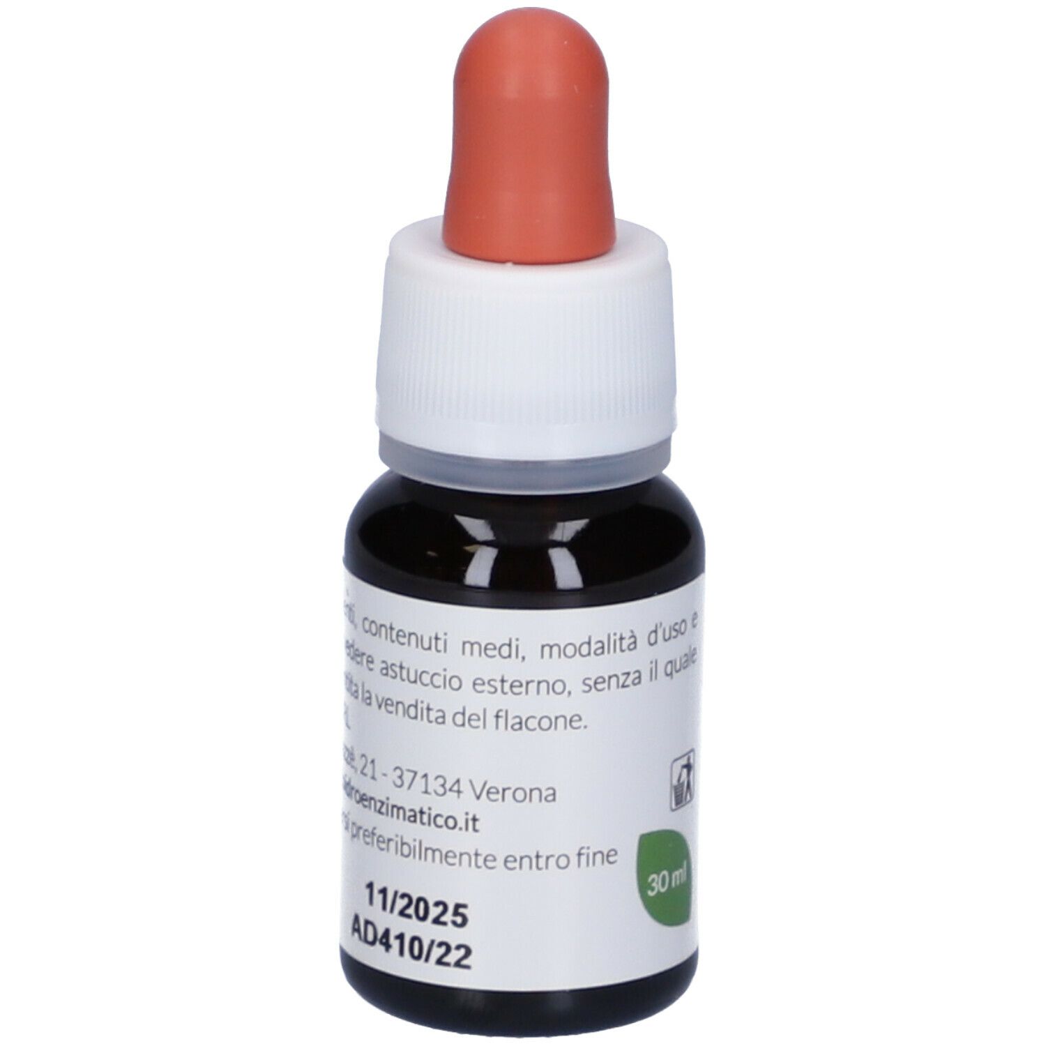 Flacone di vetro marrone con contagocce. Scritta: EIE Lavanda, 30 ml. Scadenza 11/2025.