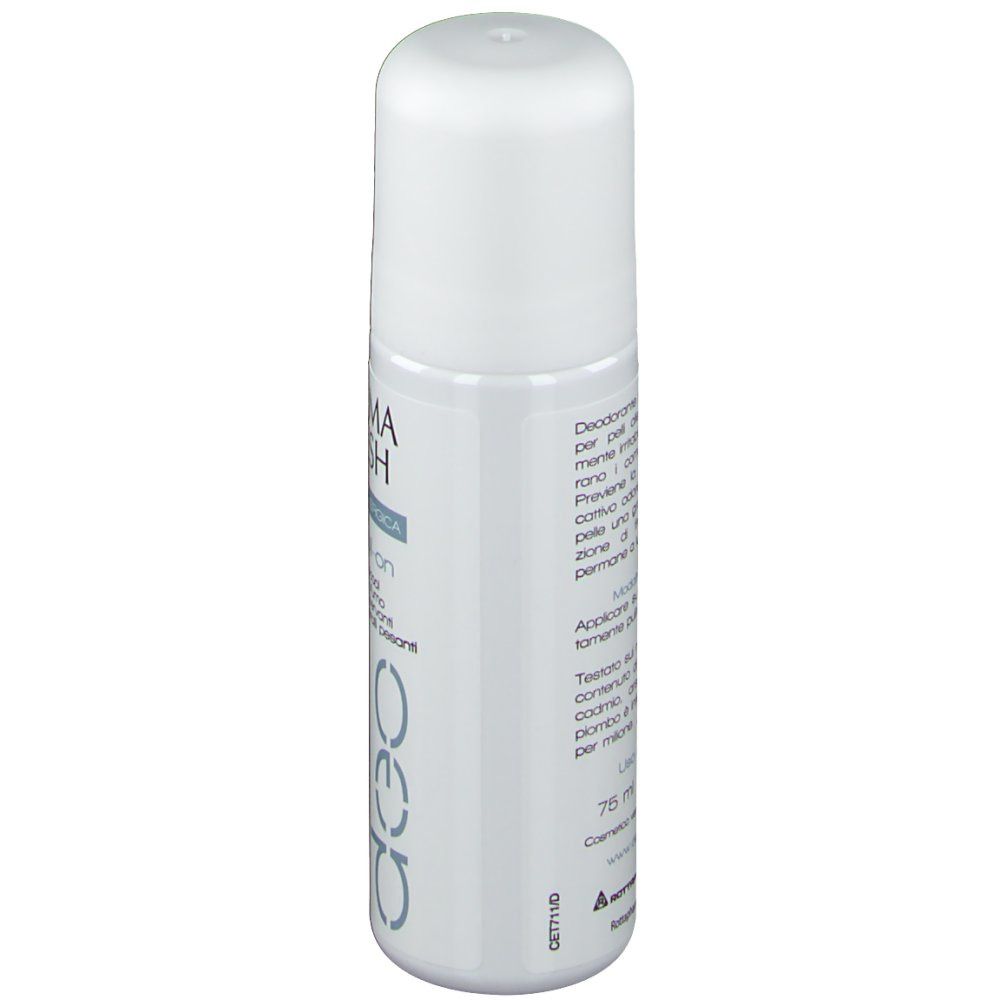 Roll-on blanc. Inscription: Derma Fresh Pelle Allergica. Applicateur roll-on visible.