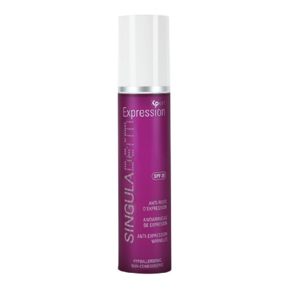 Flacone Singula Dermon Expression con SPF 20. Ipoallergenico, non comedogenico.