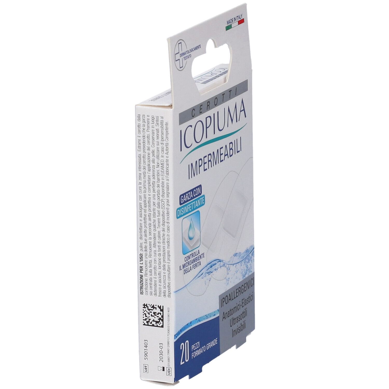 Icopiuma wasserdichte Pflasterpackung mit 20 Stück, anatomisch, elastisch, unsichtbar.