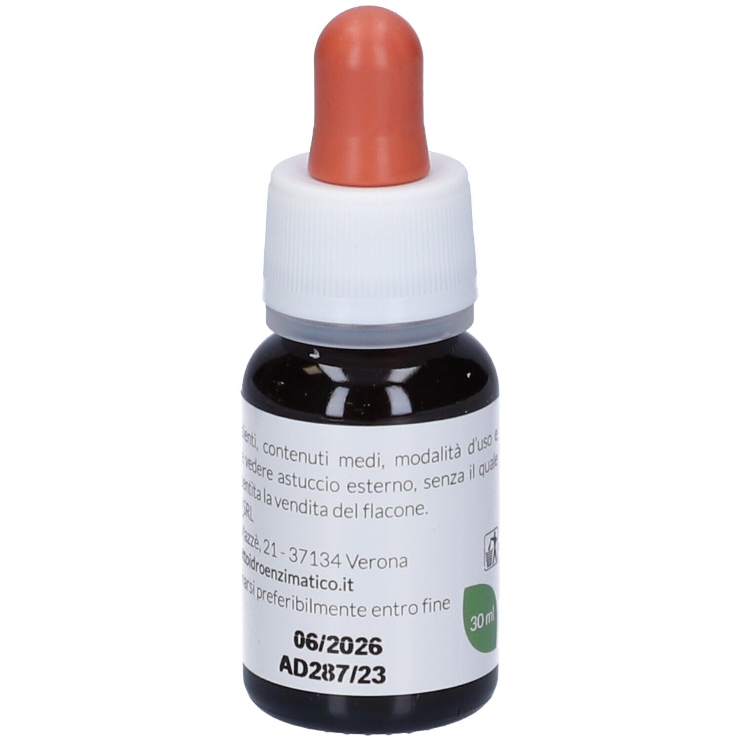 Flacone di vetro marrone con contagocce. Scritto: EIE Finocchio, 30 ml. Liquido marrone. Scadenza: 06/2026.