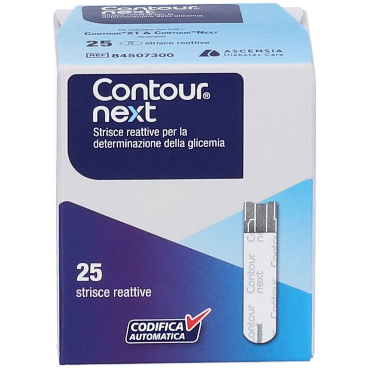 ASCENSIA CONTOUR NEXT Blutzuckerteststreifen, 25 Stück.