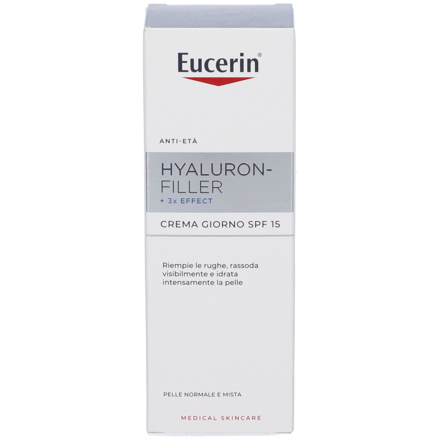 Text: Eucerin, Perché Eucerin, Pionieri nella cura della pelle, Raccomandato dai dermatologi.