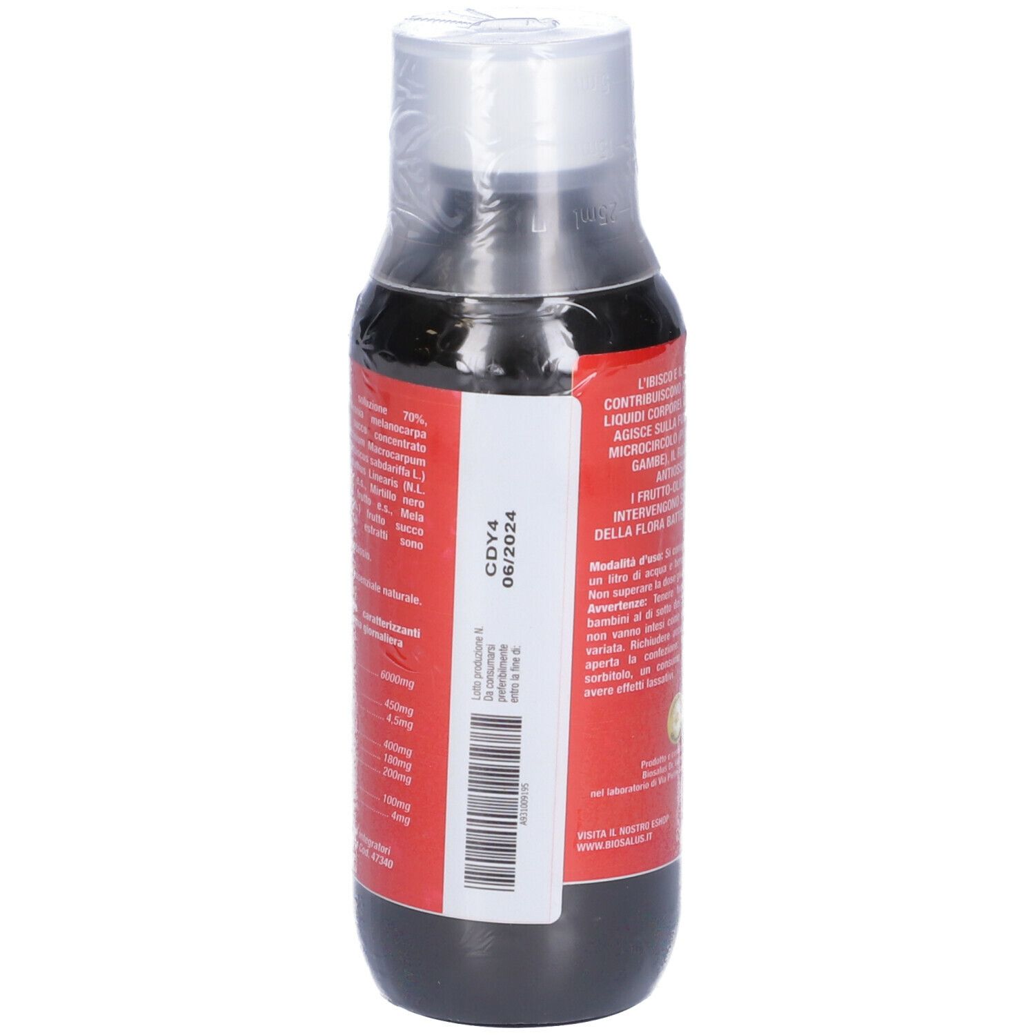Bottiglia marrone in plastica trasparente. Etichetta rossa con nome prodotto Didren Concentrato e testo.