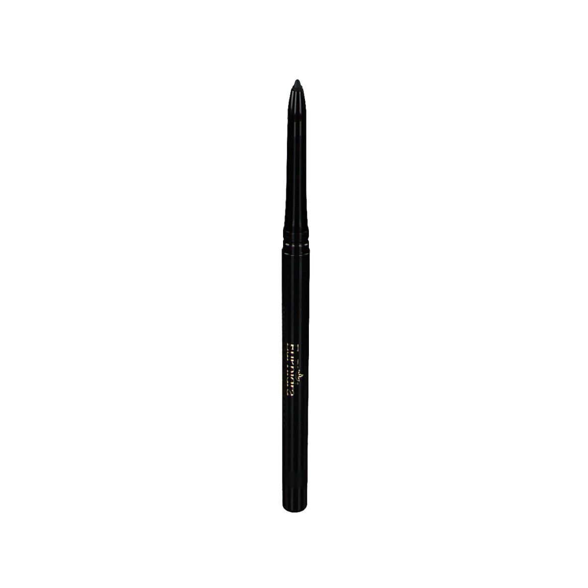 Schwarzer, wasserfester Augenstift. Zylindrische Form mit spitzer Mine. Aufschrift.