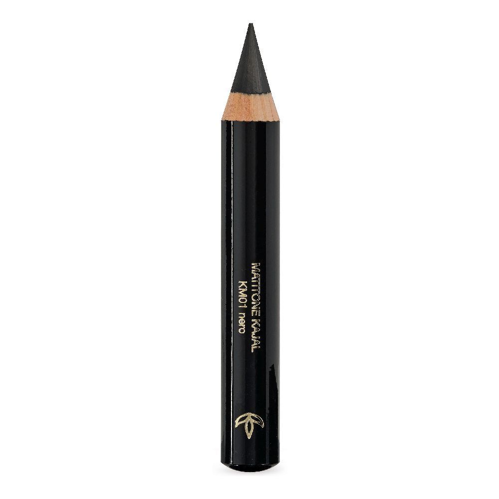 Matita kajal nera. Scritta: MATTTONE KAJAL, KM01 nero. Fusto in legno, punta affilata.