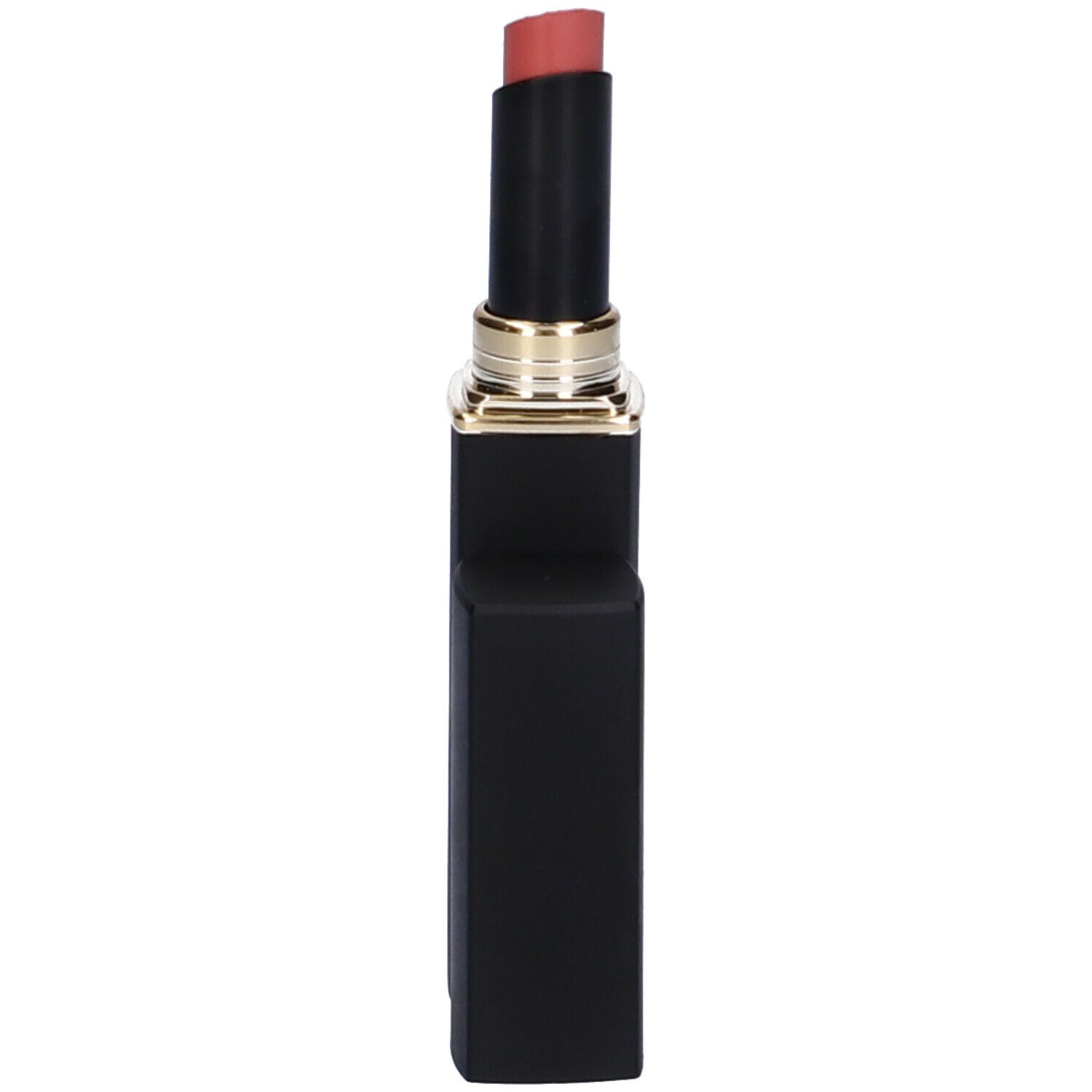 Rossetto Castagno, astuccio nero con anello dorato.