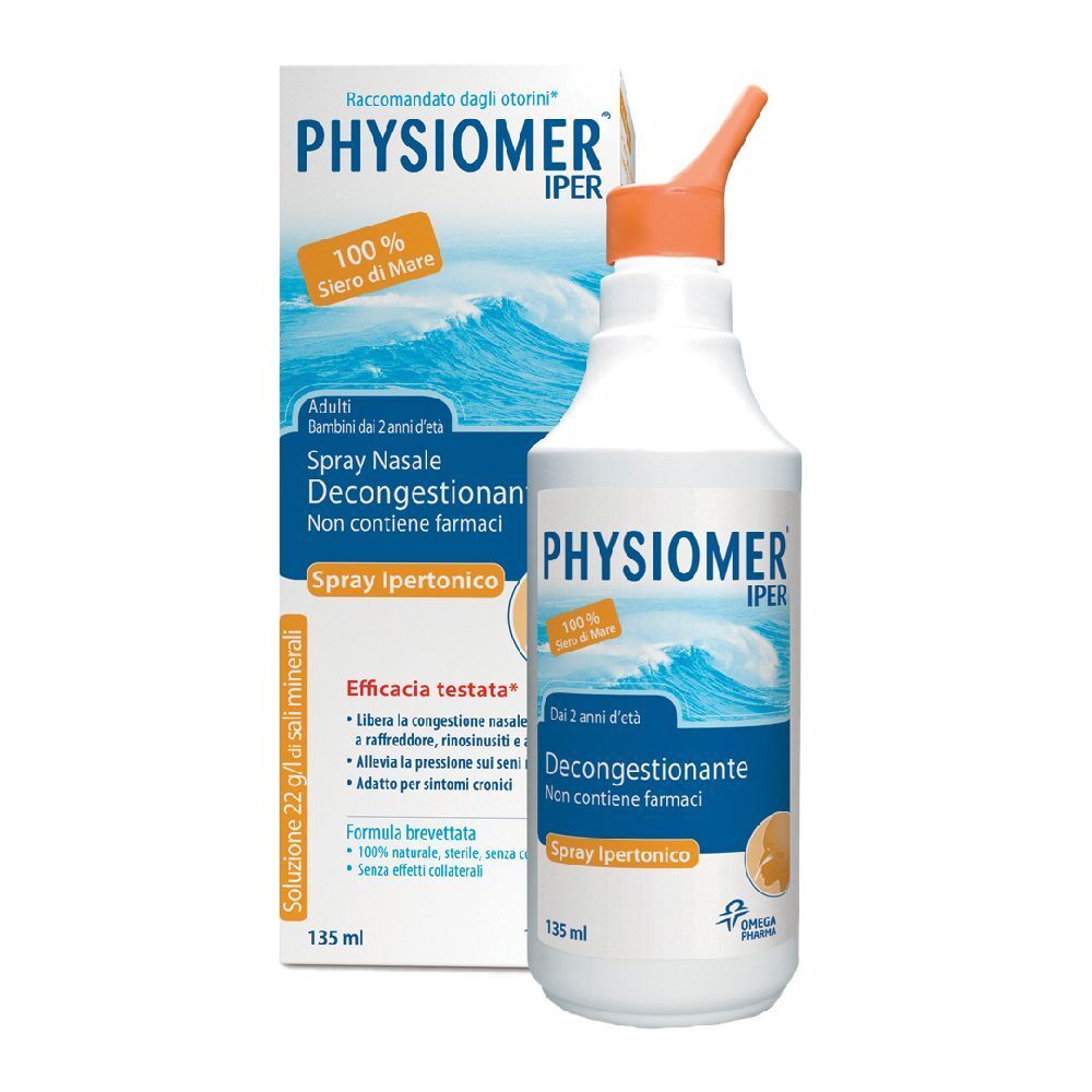 Physiomer Hypertonisches Nasenspray mit 100% Meerwasser, 135ml.