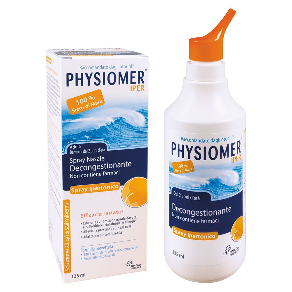 Physiomer Hypertonisches Nasenspray mit 100% Meerwasser, 135ml.