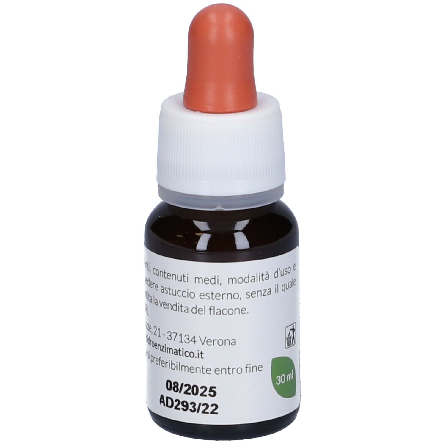 Flacone di vetro marrone con contagocce. Scritta: EIE Boswellia, 30 ml, no-alcool. Etichetta con informazioni.