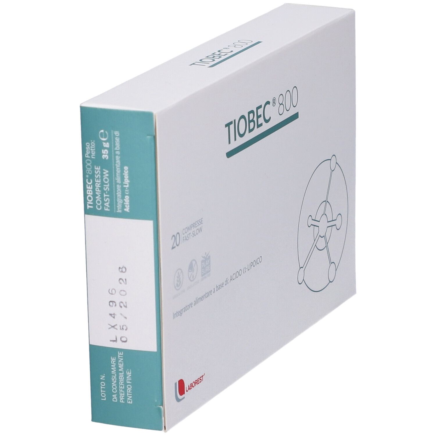 Scatola Tiobec 800, 20 compresse. Ingredienti e data di scadenza.