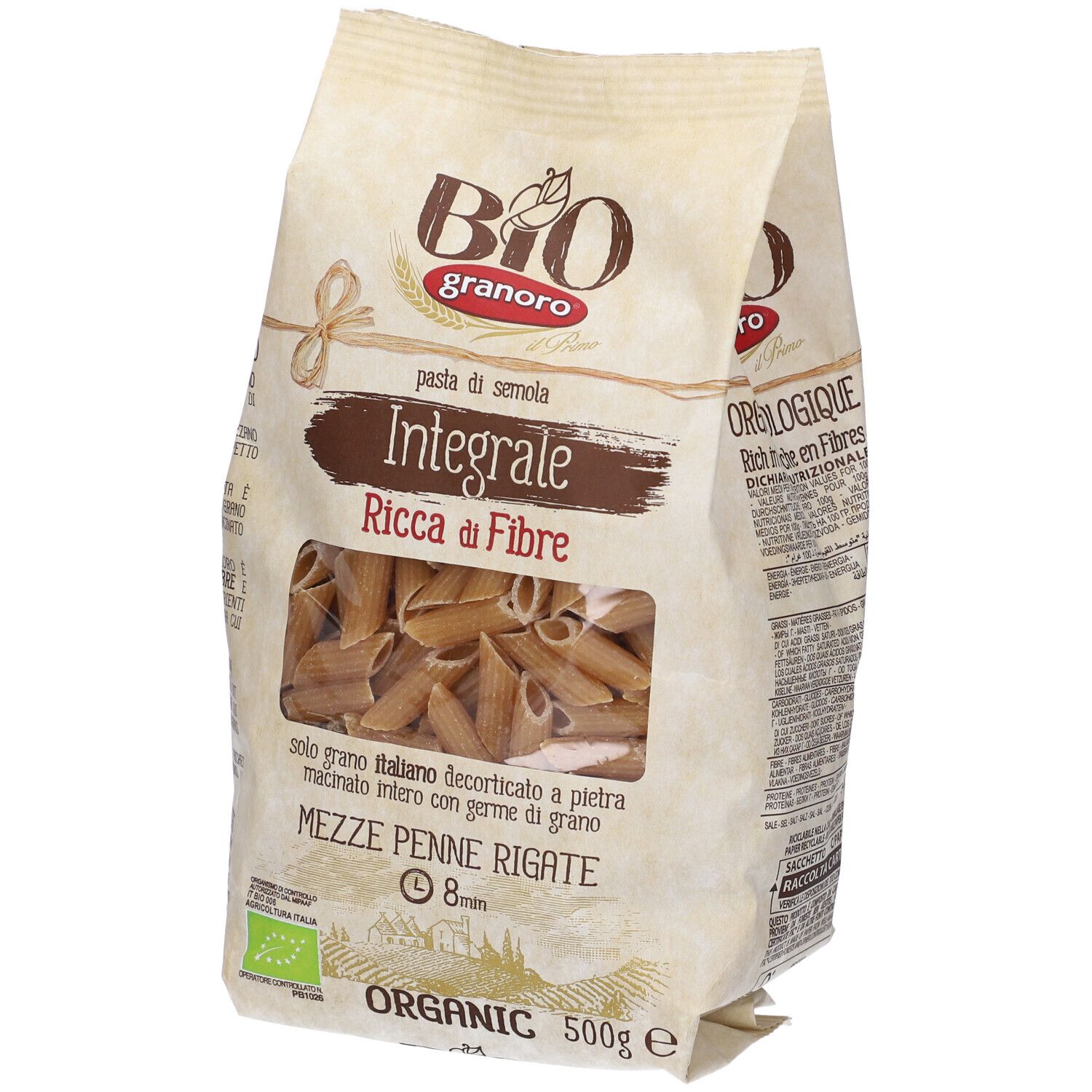 Bio Granoro Integrale Mezze Penne Rigate