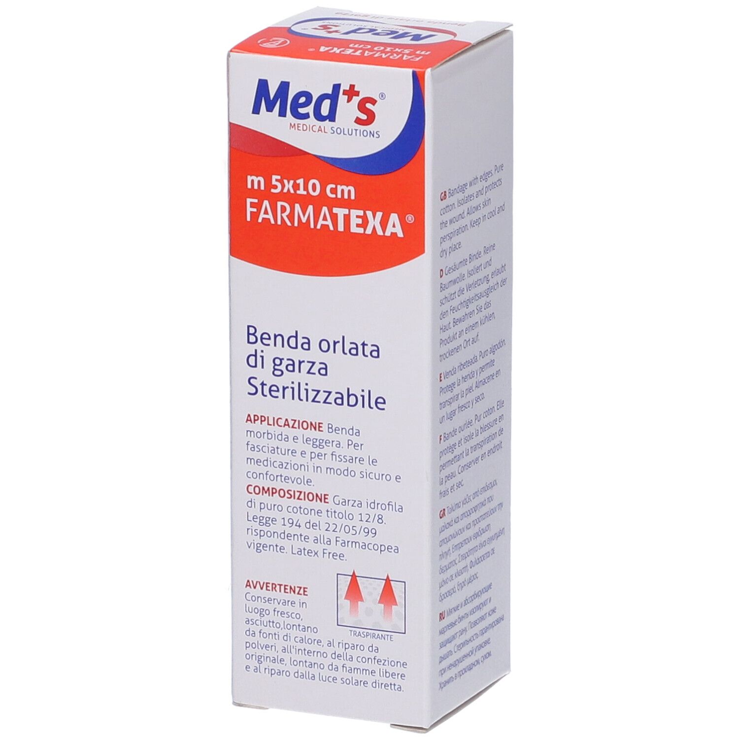 Verpackung für sterile Kompressen aus Baumwolle, 18x40 cm.