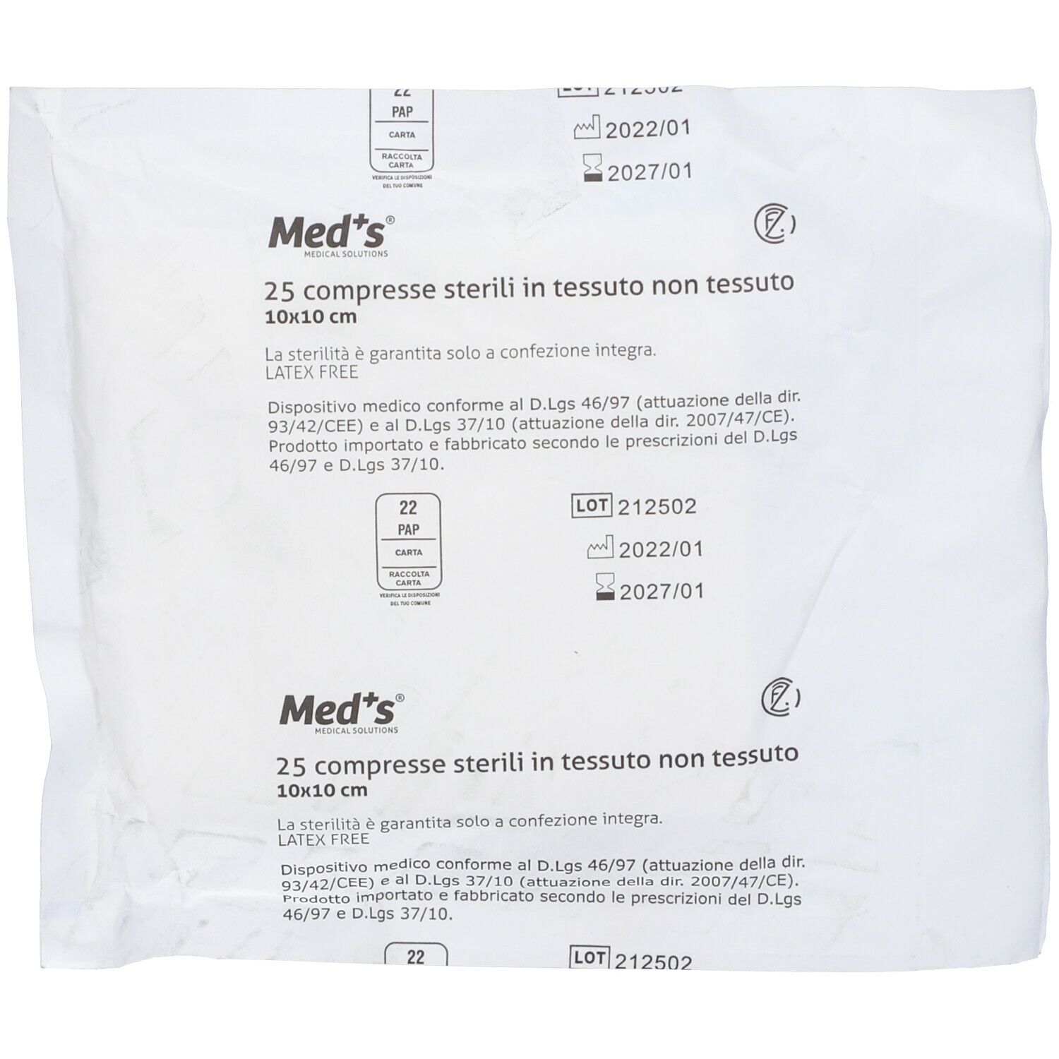 Med's sterile Kompressen aus Vliesstoff, 10x10 cm, 25 Stück.