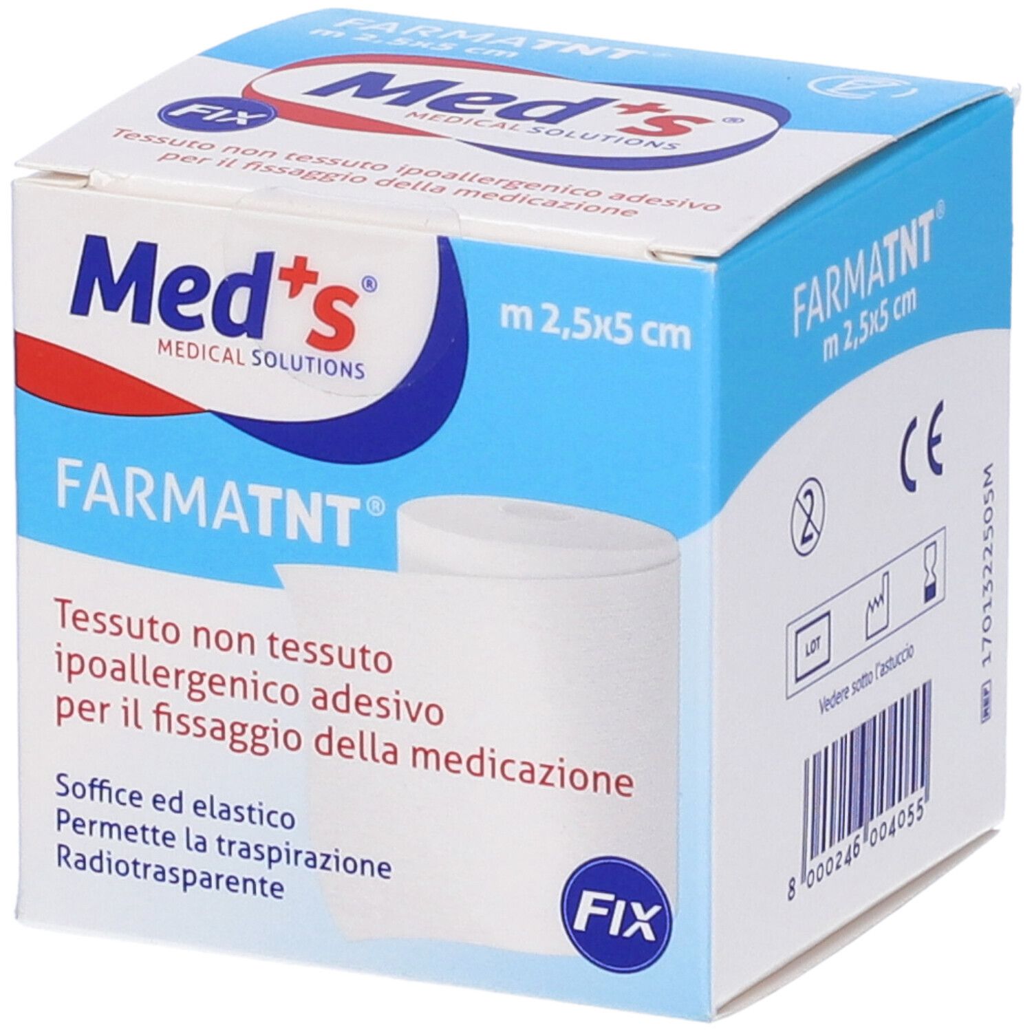 Confezione in cartone, nome prodotto FARMATNT, dimensioni 2,5x5 cm. Testo in italiano. Logo Med's.
